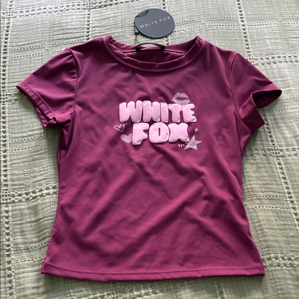 White Fox Boutique Short Sleeve Pink Logo Tee